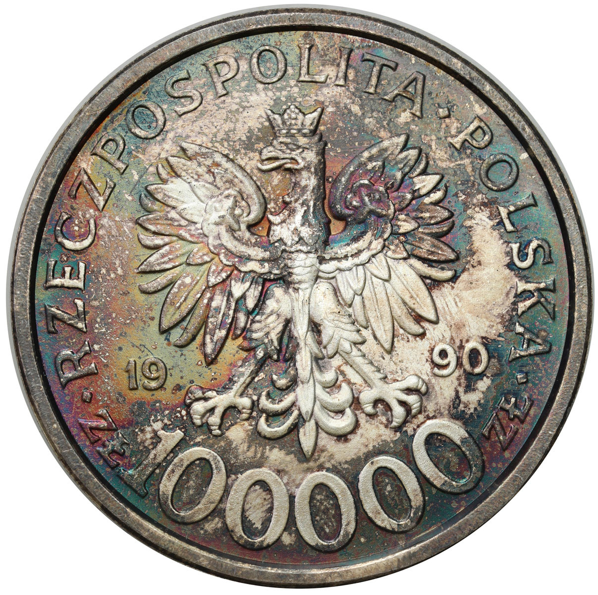 III RP. 100 000 złotych 1990 Solidarność typ B - RZADKIE